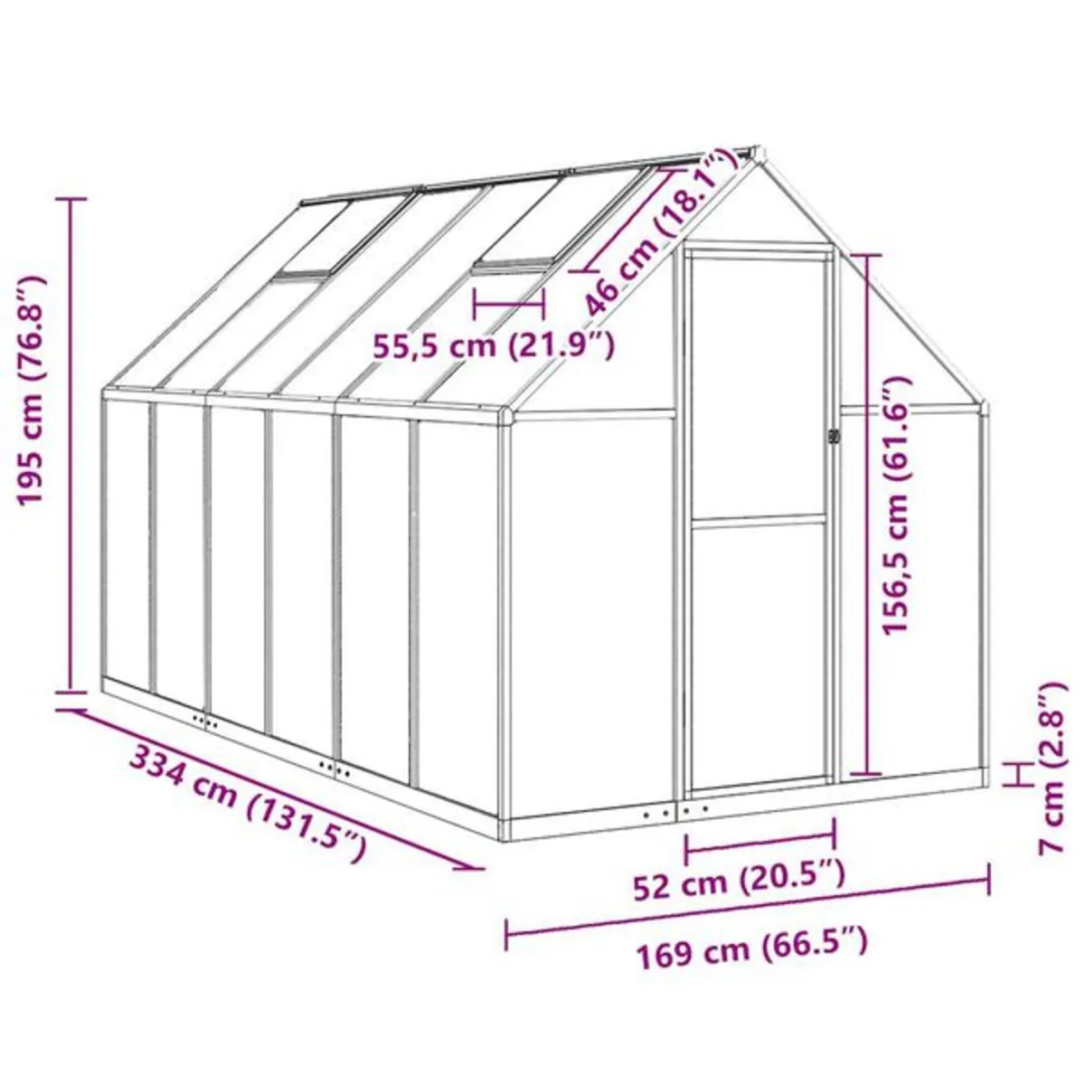 Greenhouse with Base Frame Anthracite 334x169x195 - Image 3
