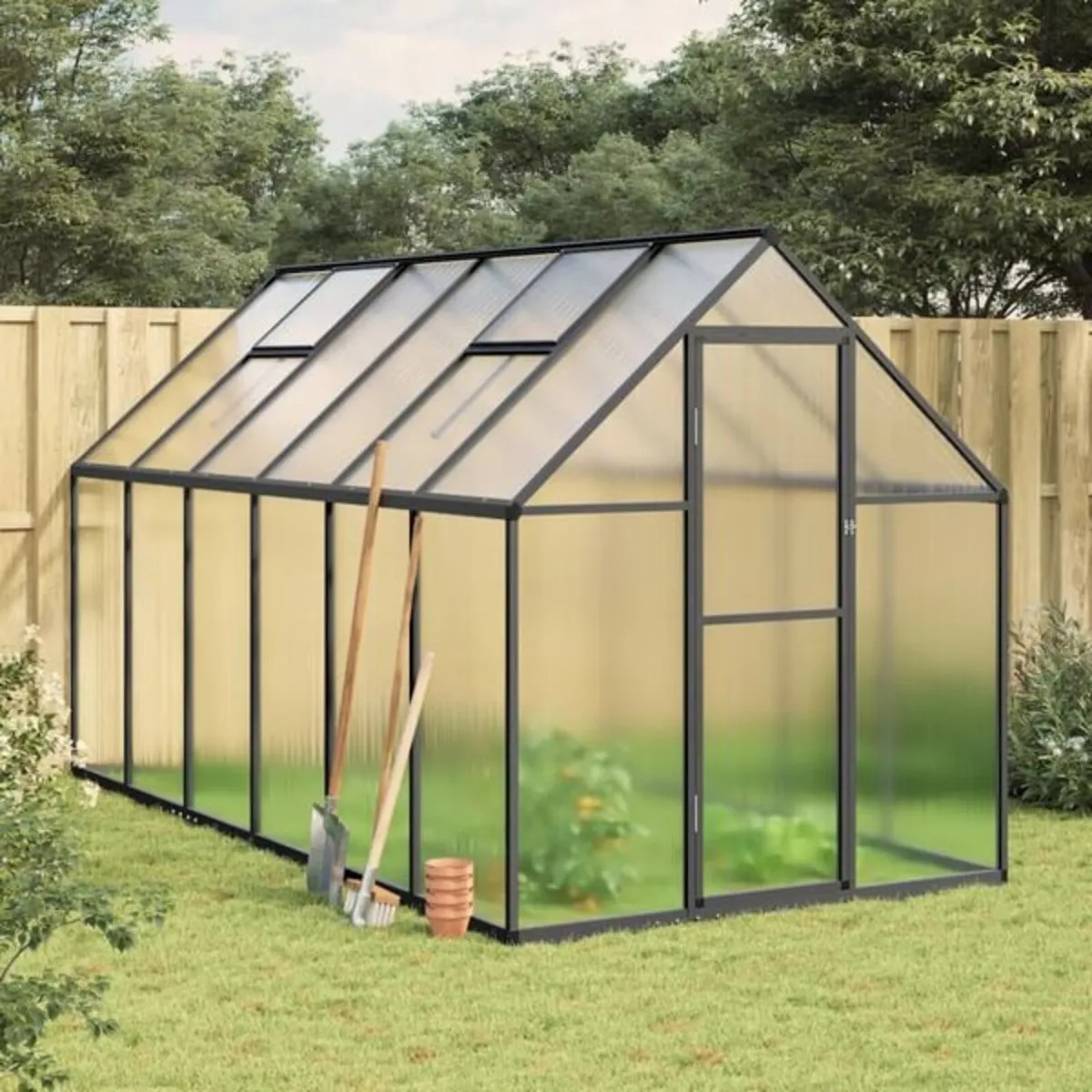 Greenhouse with Base Frame Anthracite 334x169x195 - Image 1