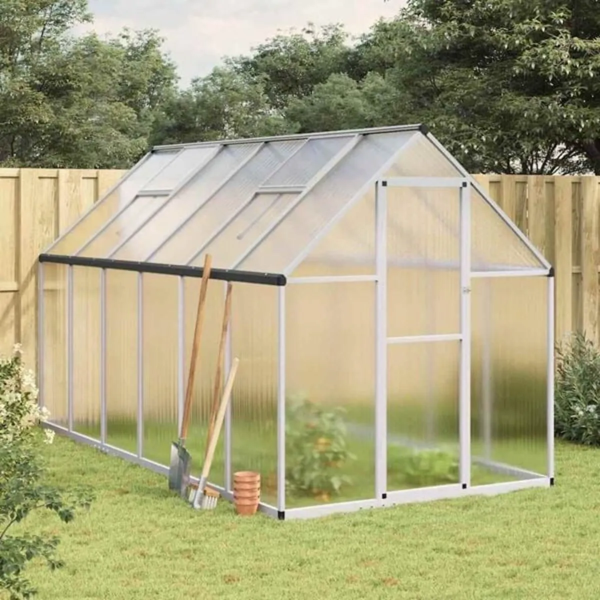 Greenhouse with Base Frame Silver 334x169x195 cm A - Image 1
