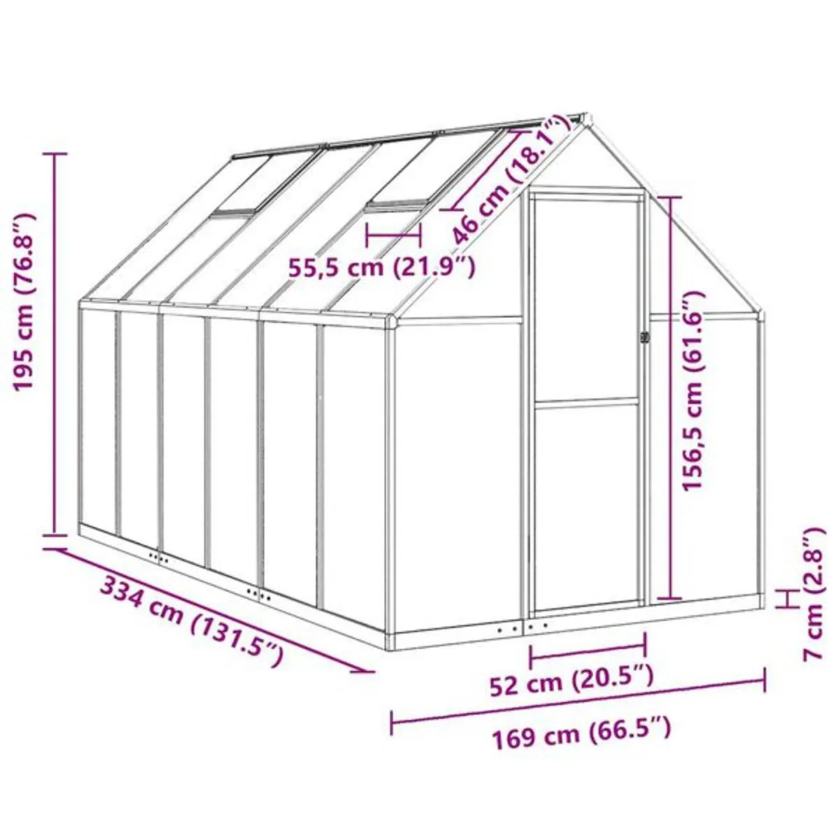 Greenhouse with Base Frame Silver 334x169x195 cm A - Image 4