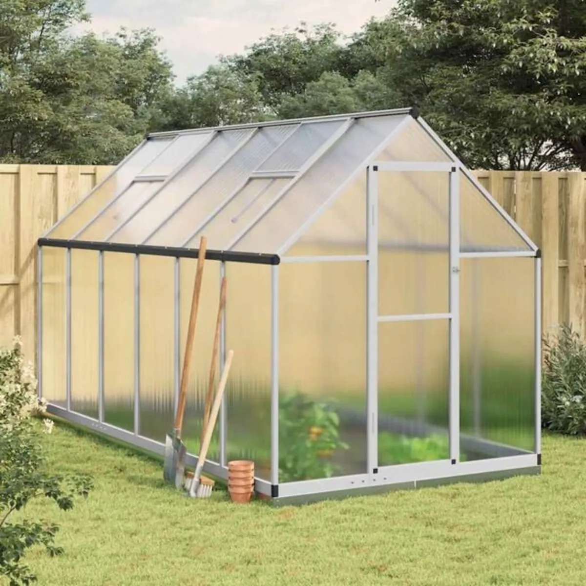 Greenhouse with Base Frame Silver 334x169x202 cm A - Image 1