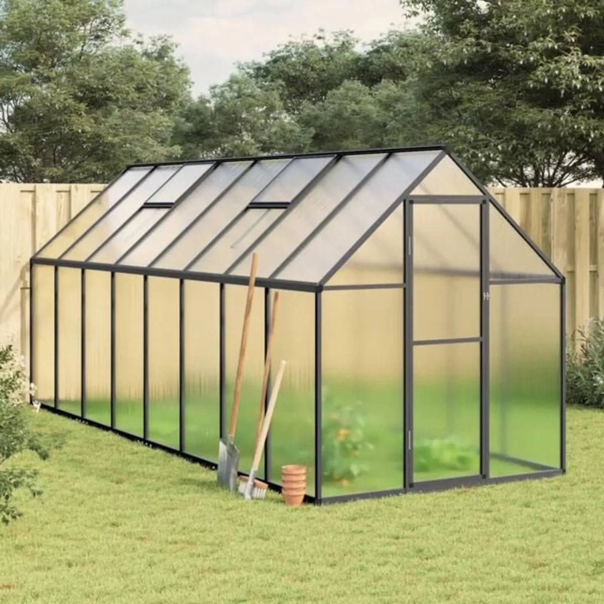 Greenhouse with Base Frame Anthracite 445x169x195 - Image 1