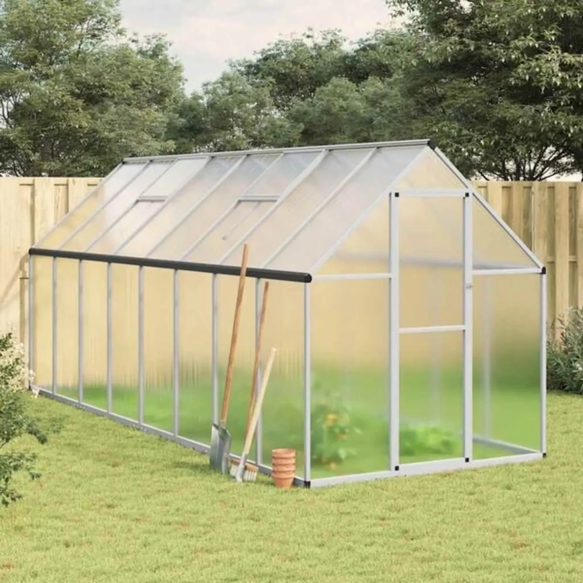 Greenhouse with Base Frame Silver 445x169x195 cm A - Image 1