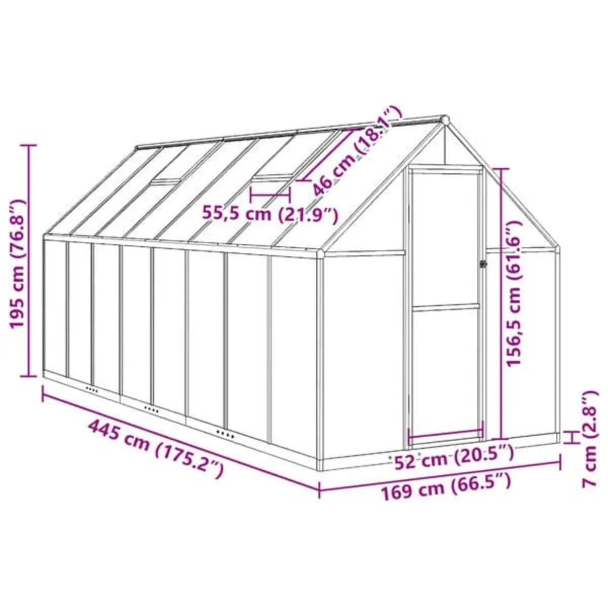 Greenhouse with Base Frame Silver 445x169x195 cm A - Image 4