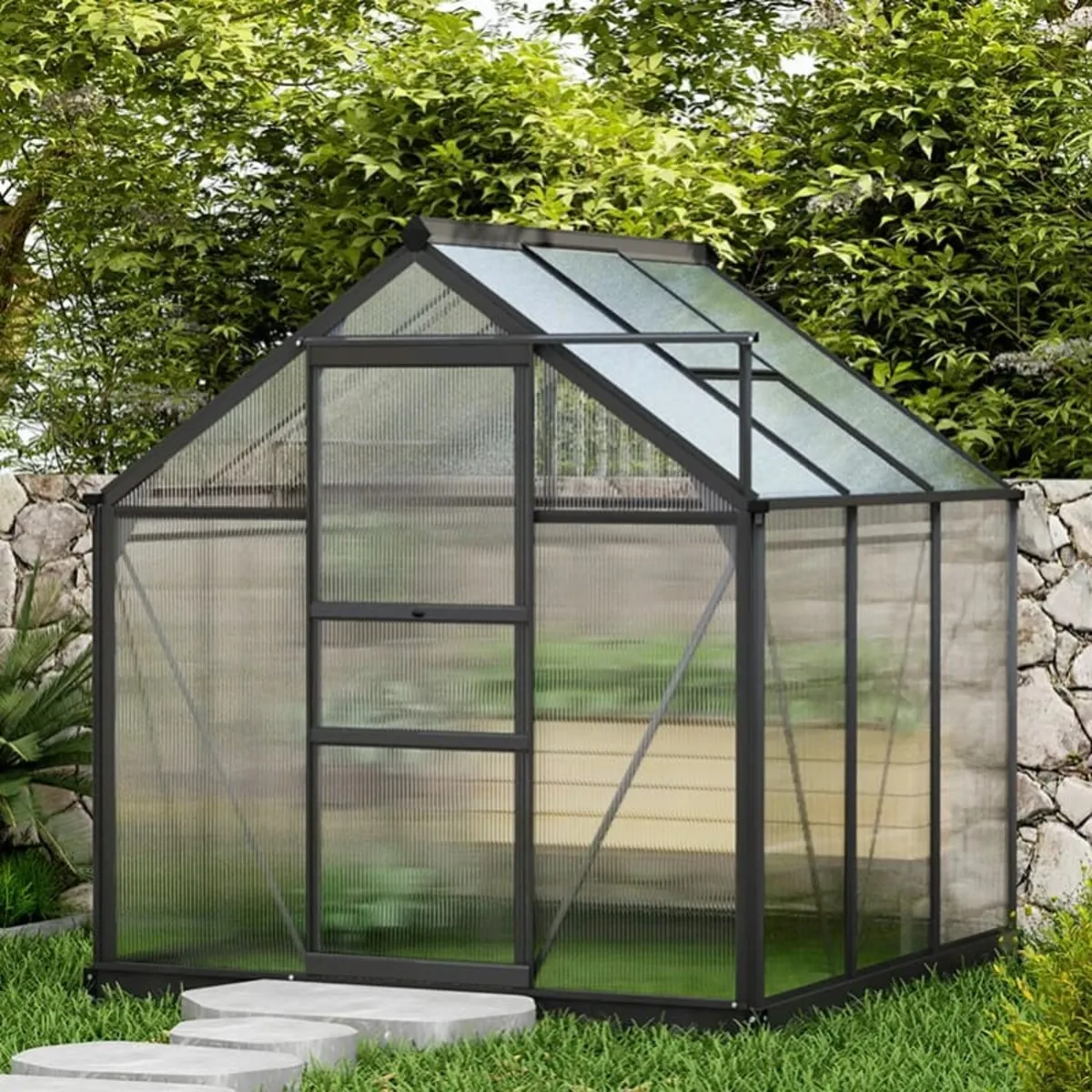 6 x 6ft Polycarbonate Greenhouse, Large Walk-In Gr - Image 2