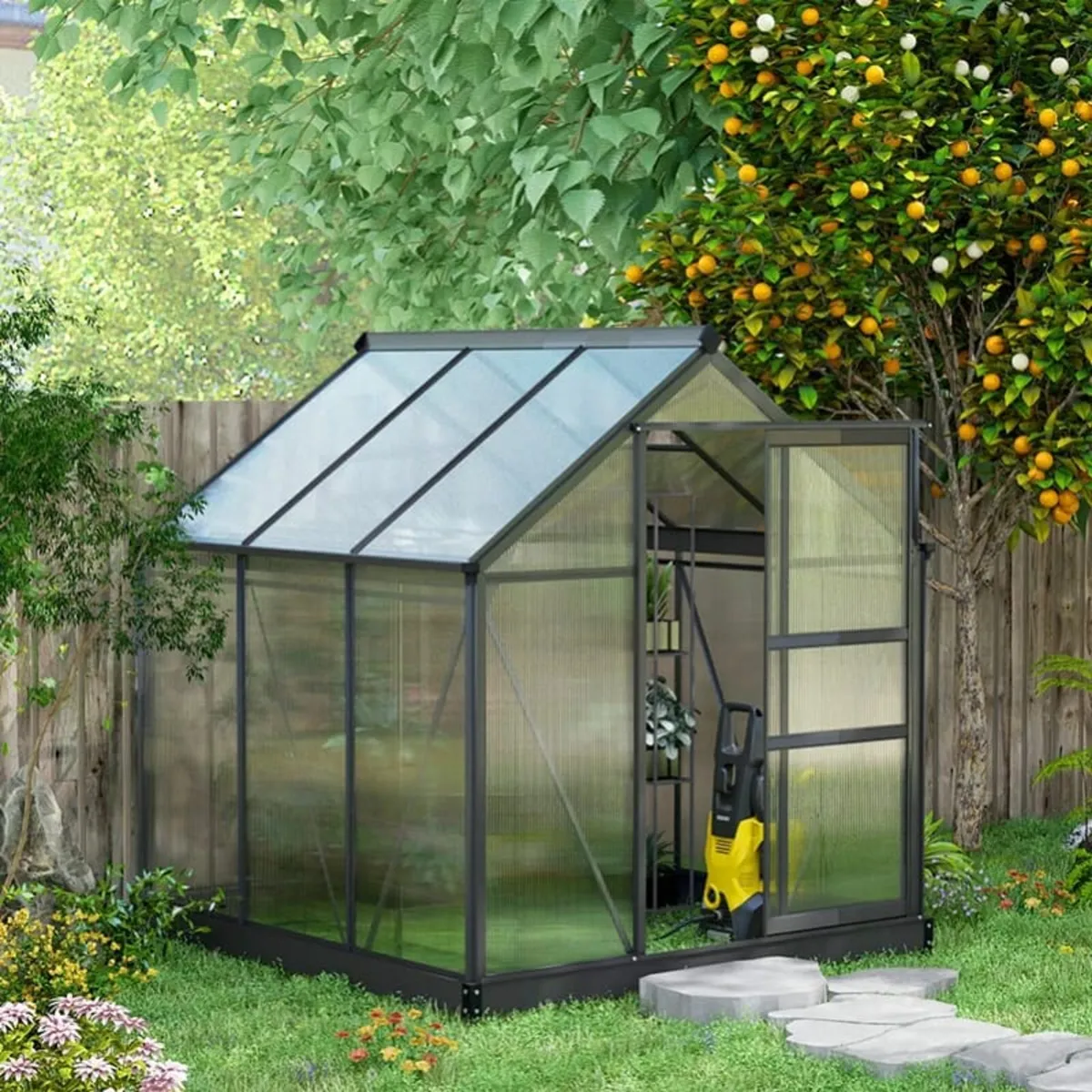 6 x 6ft Polycarbonate Greenhouse, Large Walk-In Gr - Image 4