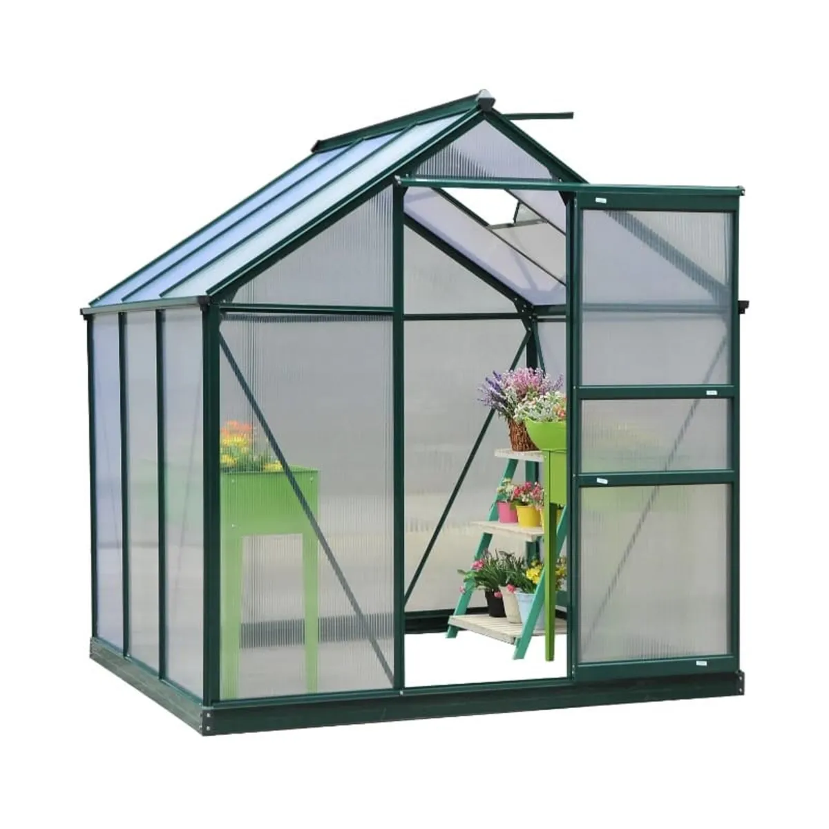 Clear Polycarbonate Greenhouse Large Walk-In Green - Image 2