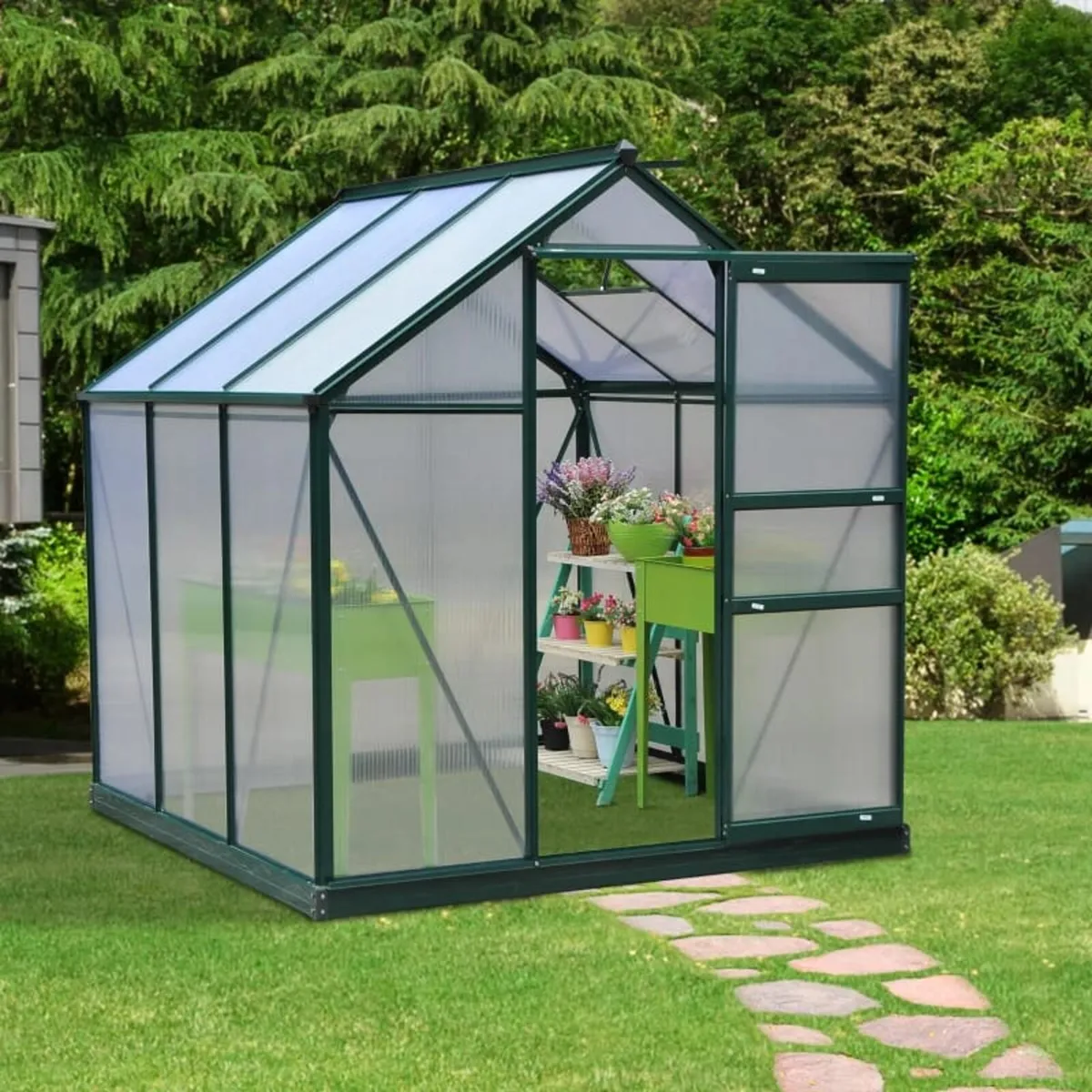 Clear Polycarbonate Greenhouse Large Walk-In Green - Image 3