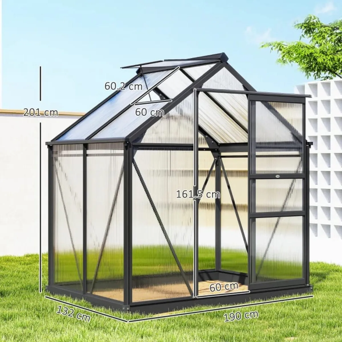 6 x 4ft Polycarbonate Greenhouse - Large Walk-In G - Image 3