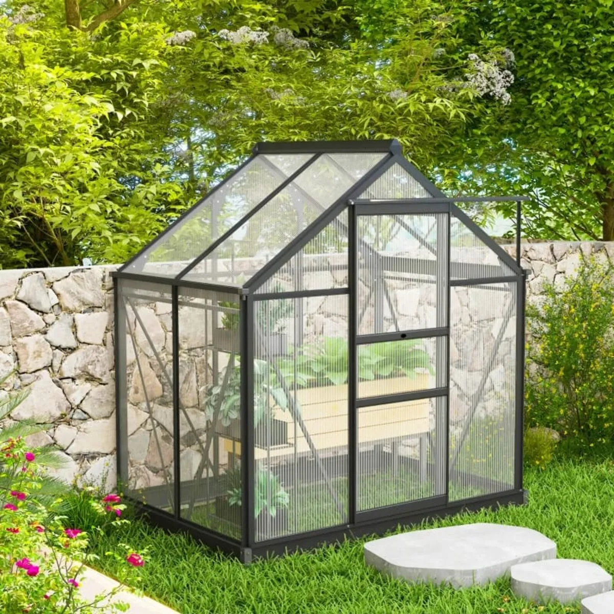 6 x 4ft Polycarbonate Greenhouse - Large Walk-In G - Image 4