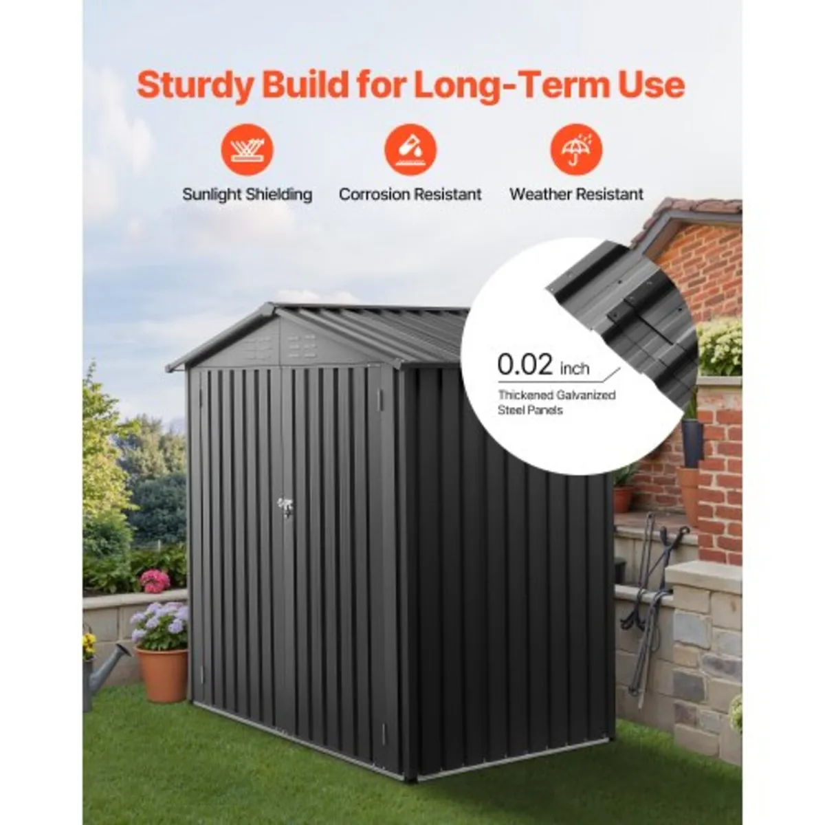 1860 x 1210 x 1841 mm Metal Garden Shed, Outdoor S - Image 2