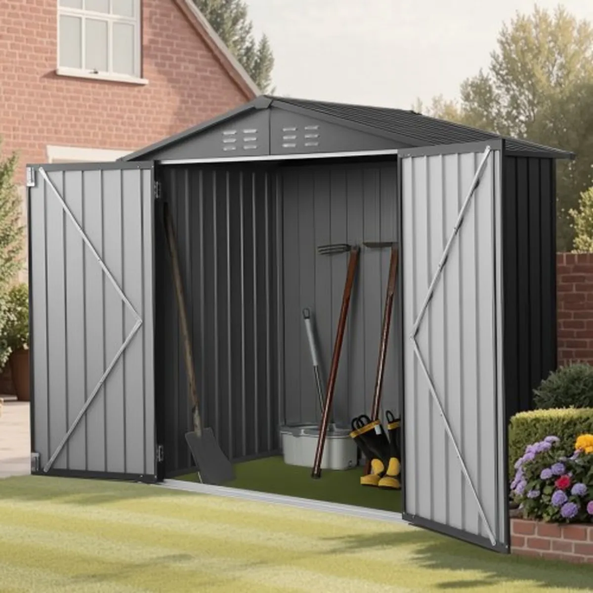 1860 x 1210 x 1841 mm Metal Garden Shed, Outdoor S - Image 3