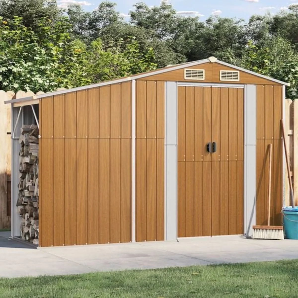 Garden Shed Brown 277x93x179 cm Galvanised Steel - Image 2