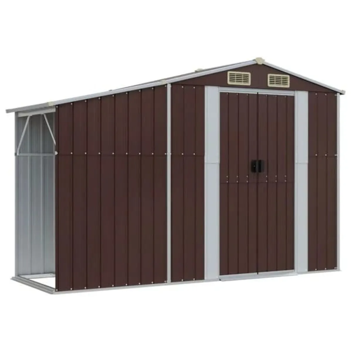 Garden Shed Brown 277x93x179 cm Galvanised Steel - Image 1