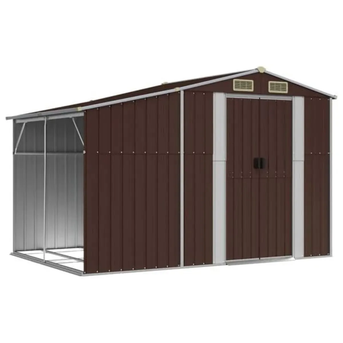 Garden Shed Brown 277x192.5x179 cm Galvanised Stee - Image 1