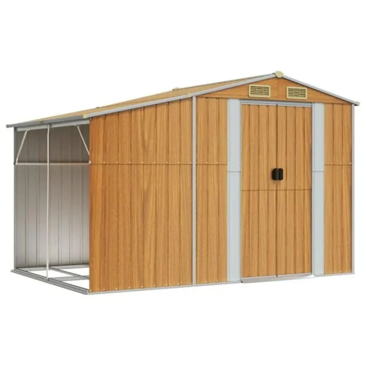 Garden Shed Light Brown 277x192.5x179 cm Galvanise - Image 1