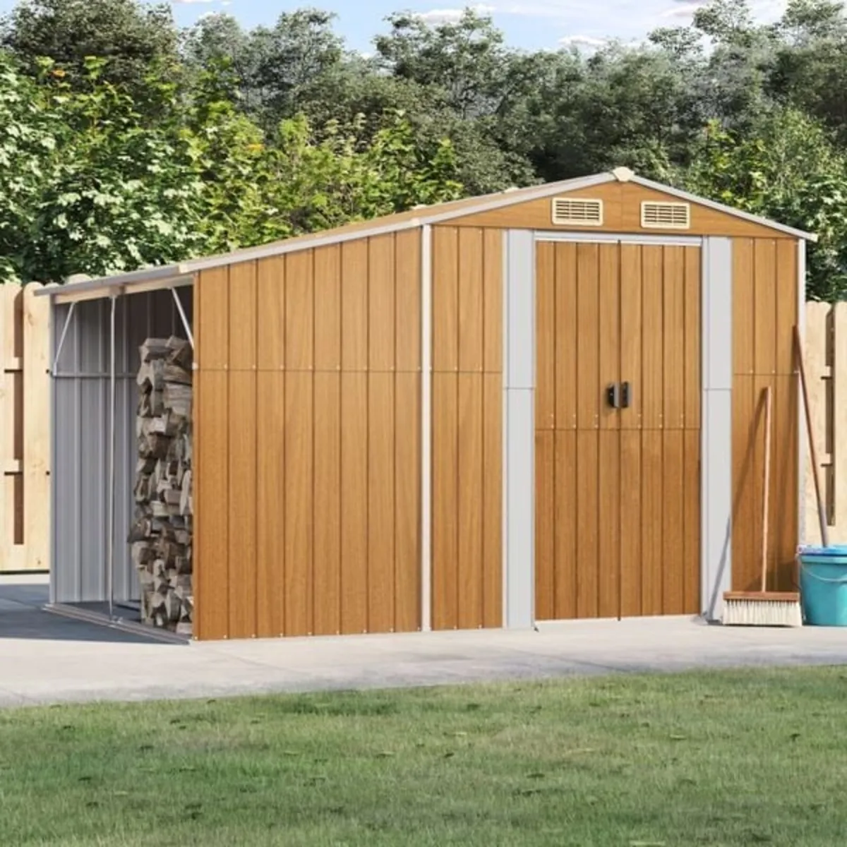 Garden Shed Light Brown 277x192.5x179 cm Galvanise - Image 2