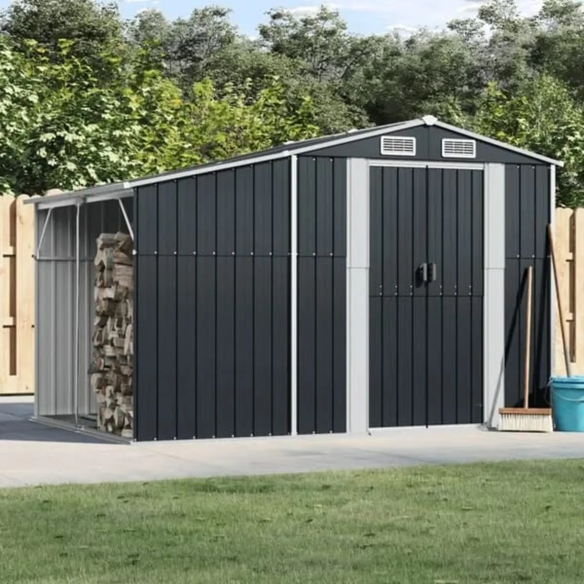 Garden Shed Anthracite 277x192.5x179 cm Galvanised - Image 2