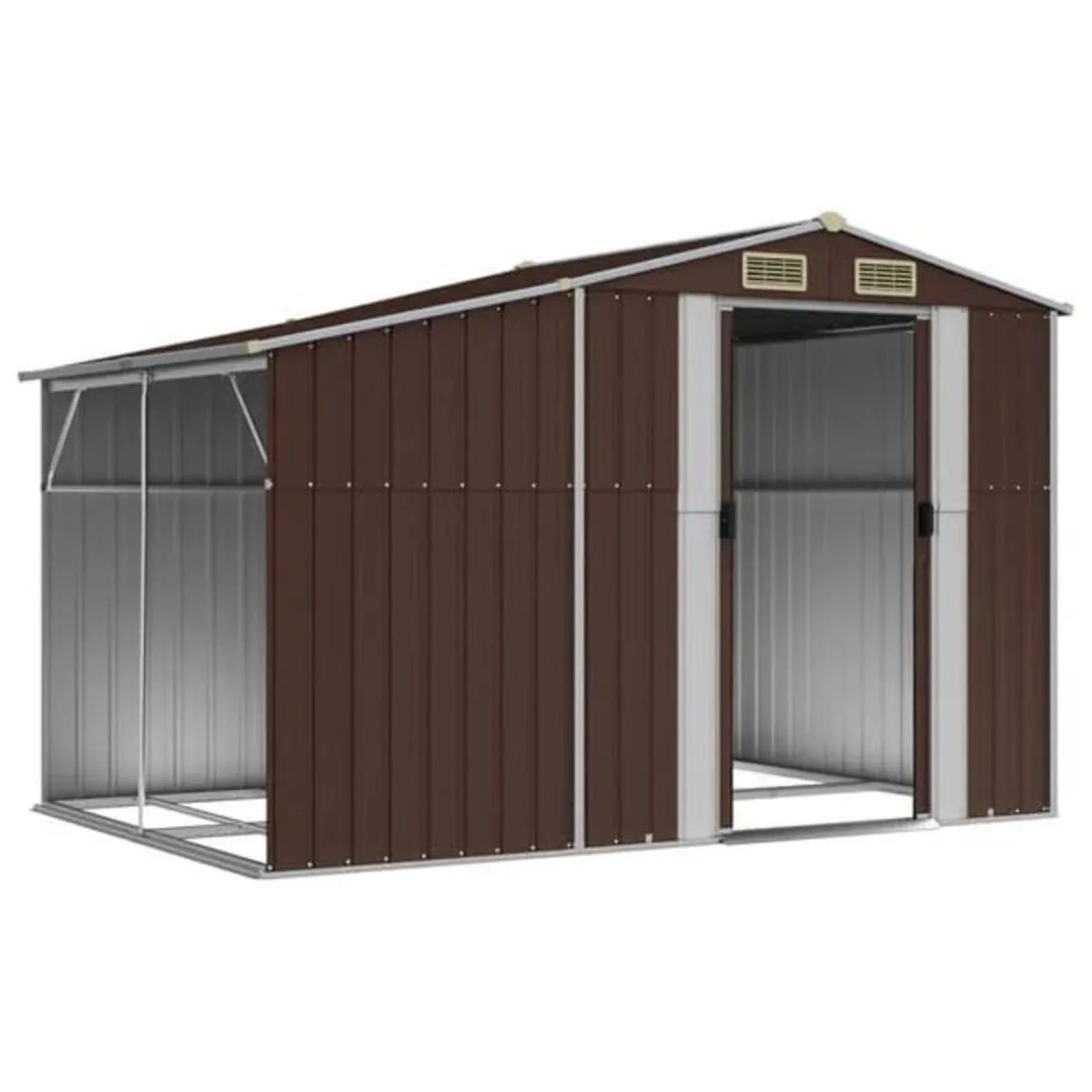 Garden Shed Brown 277x192.5x179 cm Galvanised Stee - Image 4