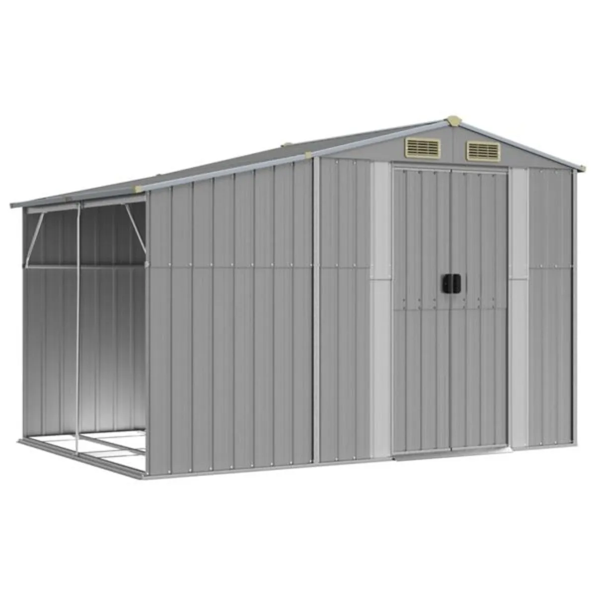 Garden Shed Grey 277x192.5x179 cm Galvanised Steel - Image 1
