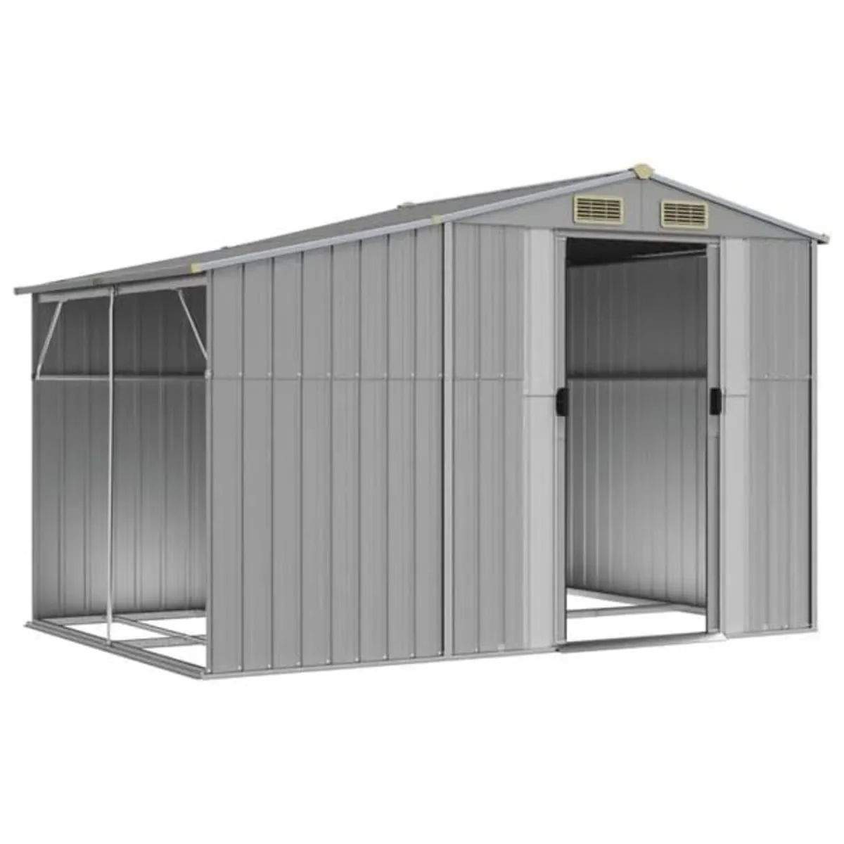 Garden Shed Grey 277x192.5x179 cm Galvanised Steel - Image 3