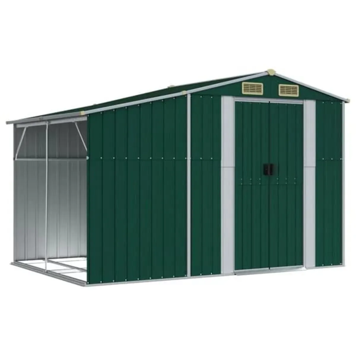Garden Shed Green 277x192.5x179 cm Galvanised Stee - Image 1