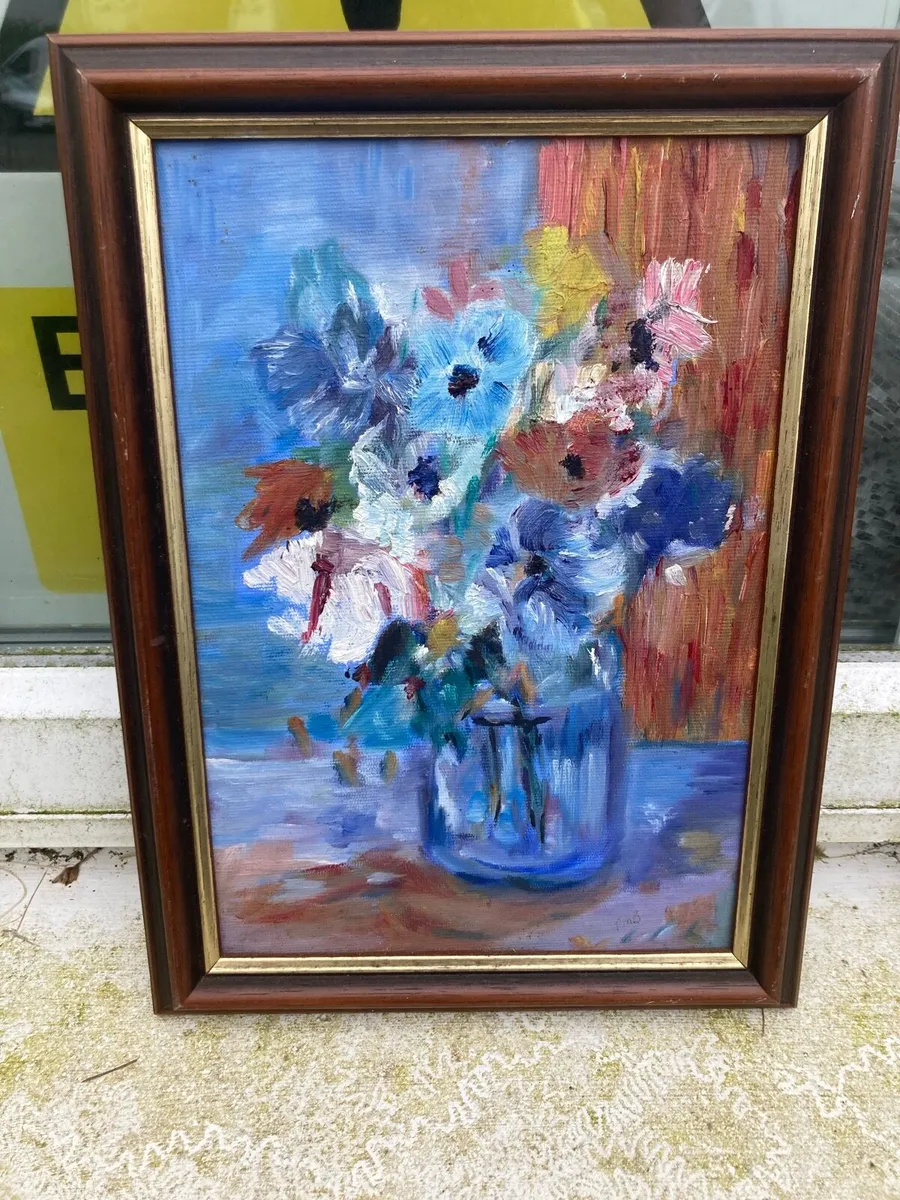 Still life flower oil paintings free postage - Image 3