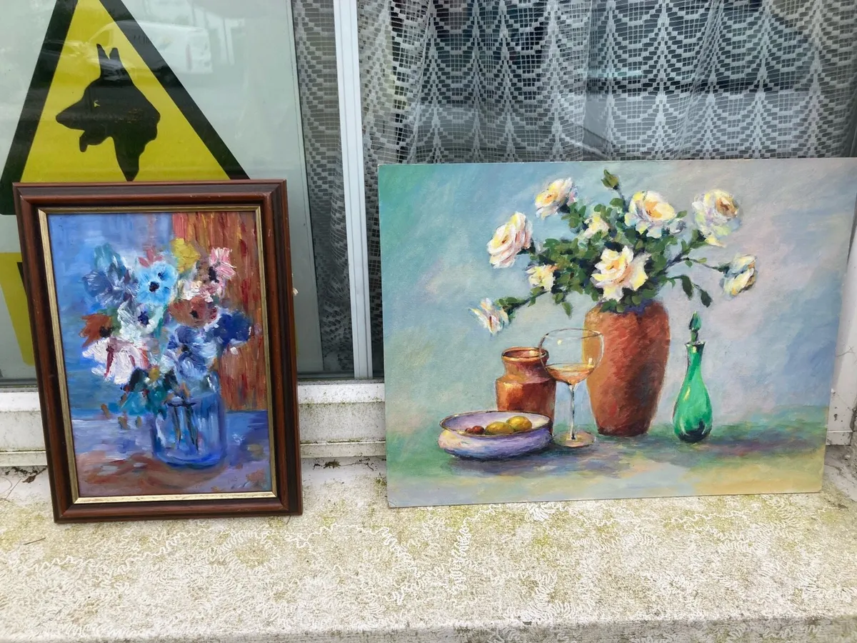 Still life flower oil paintings free postage - Image 1