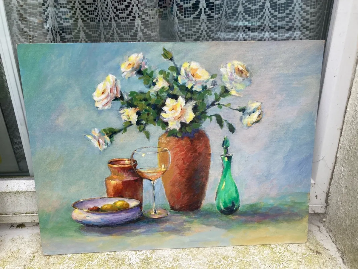Still life flower oil paintings free postage - Image 2