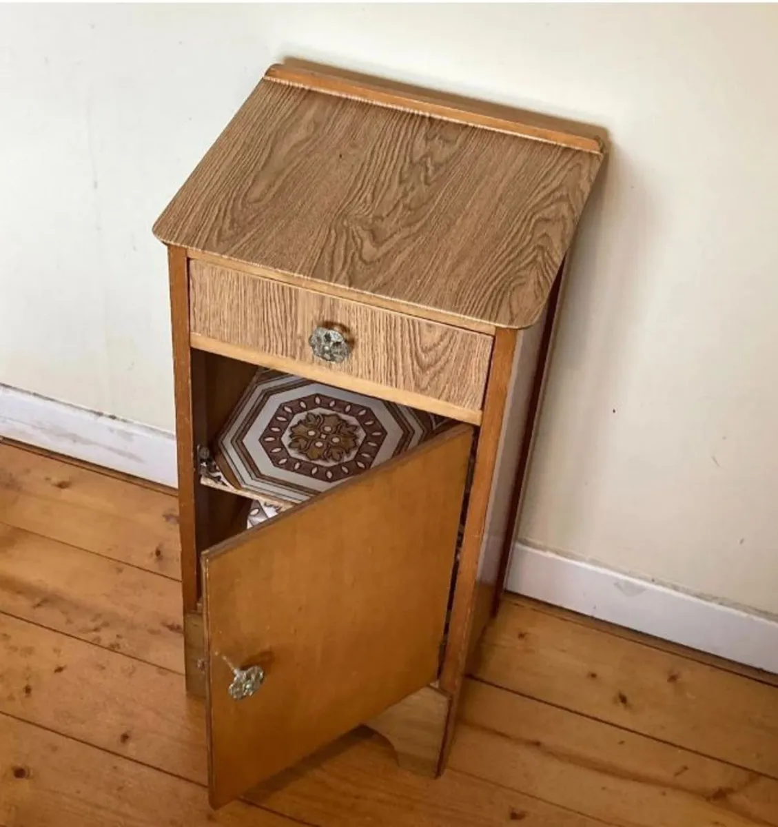 Modern Bedside Nightstand with Drawer & Cupboard - Image 3