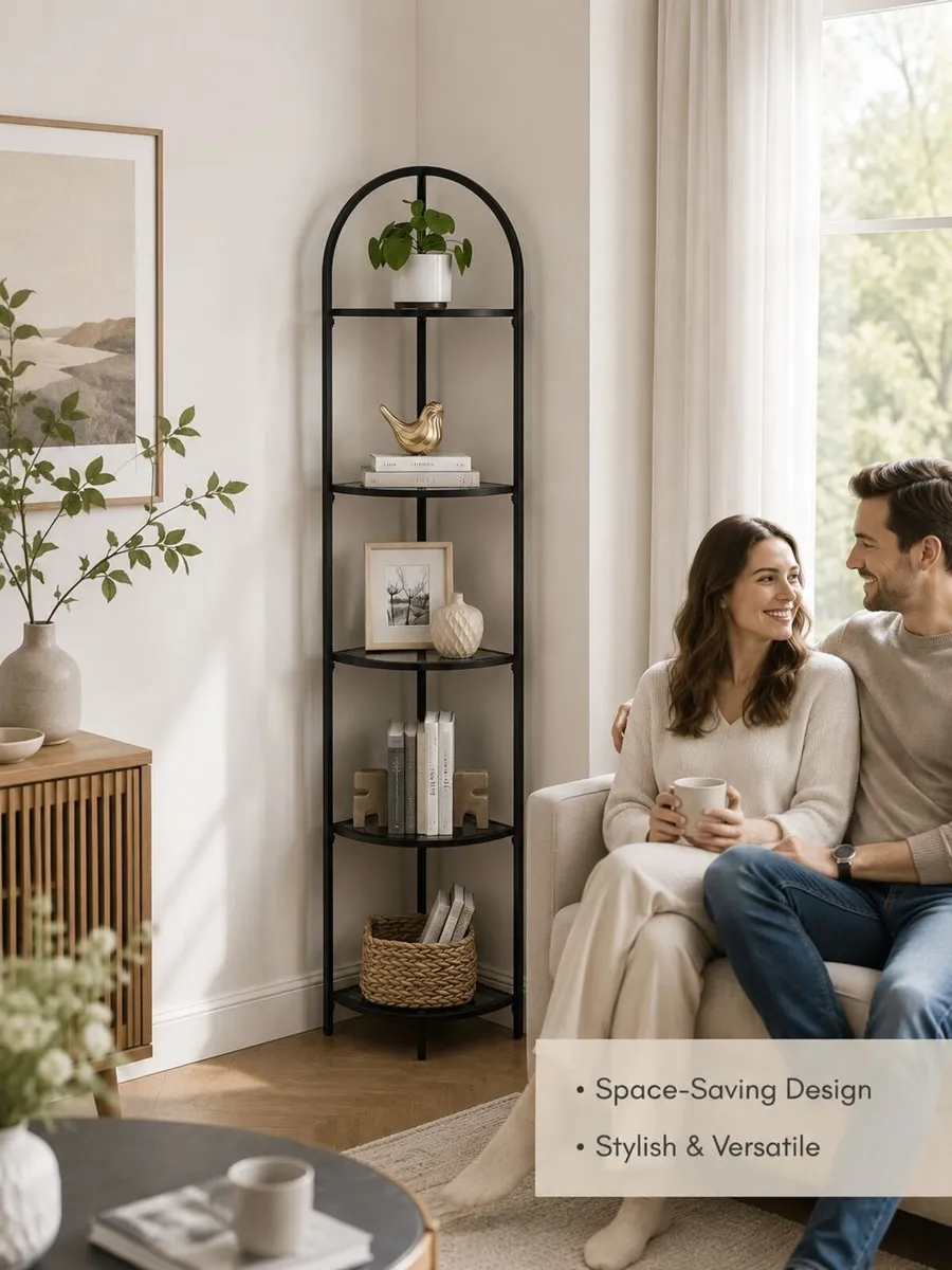 5-Tier Glass Corner Shelf  Modern Corner Display - Image 2