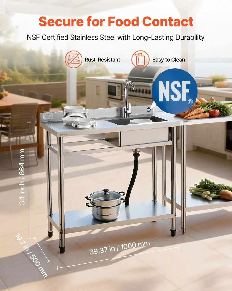 Stainless Steel Utility Sink Free Standing - Image 2