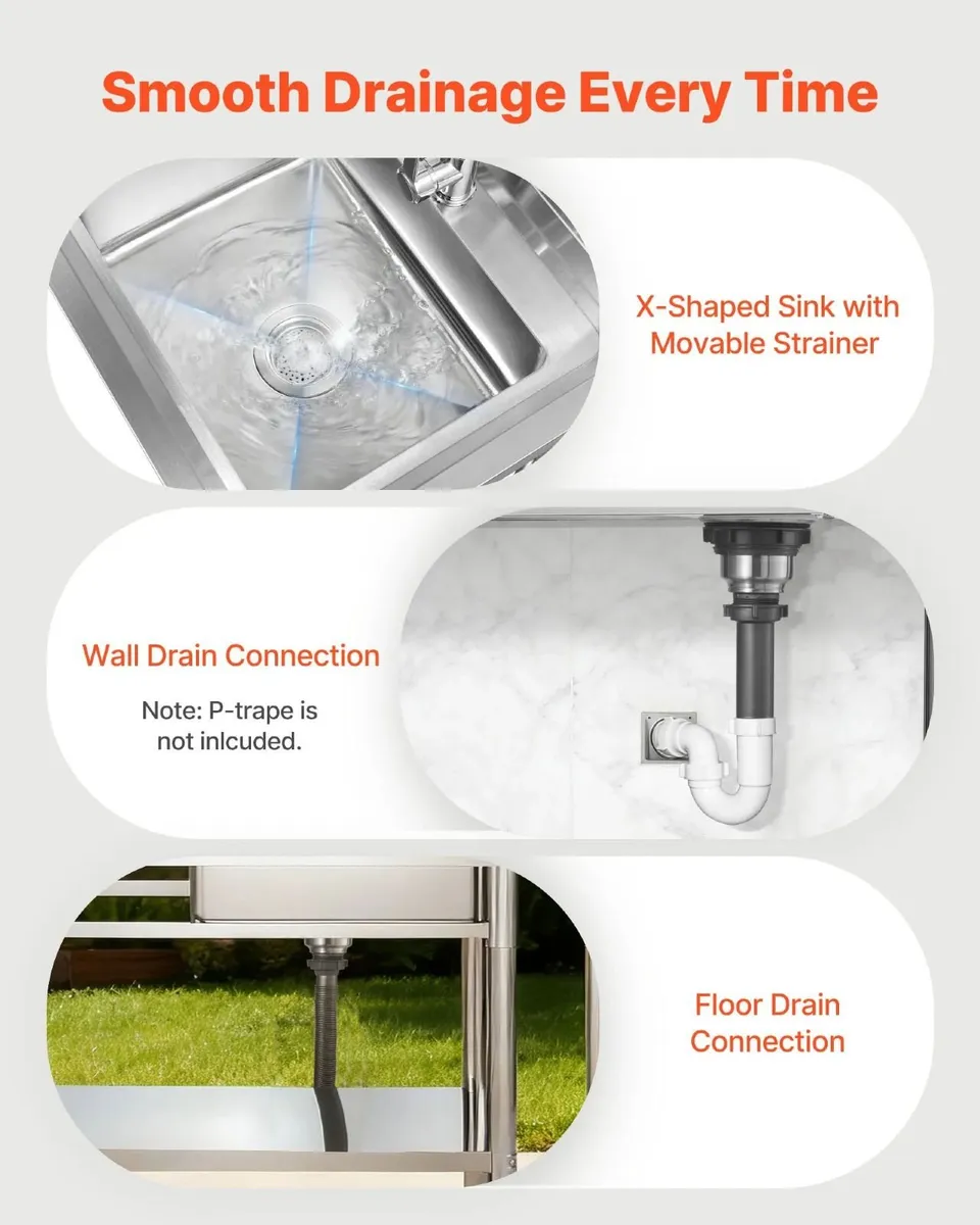 Stainless Steel Utility Sink Free Standing - Image 3