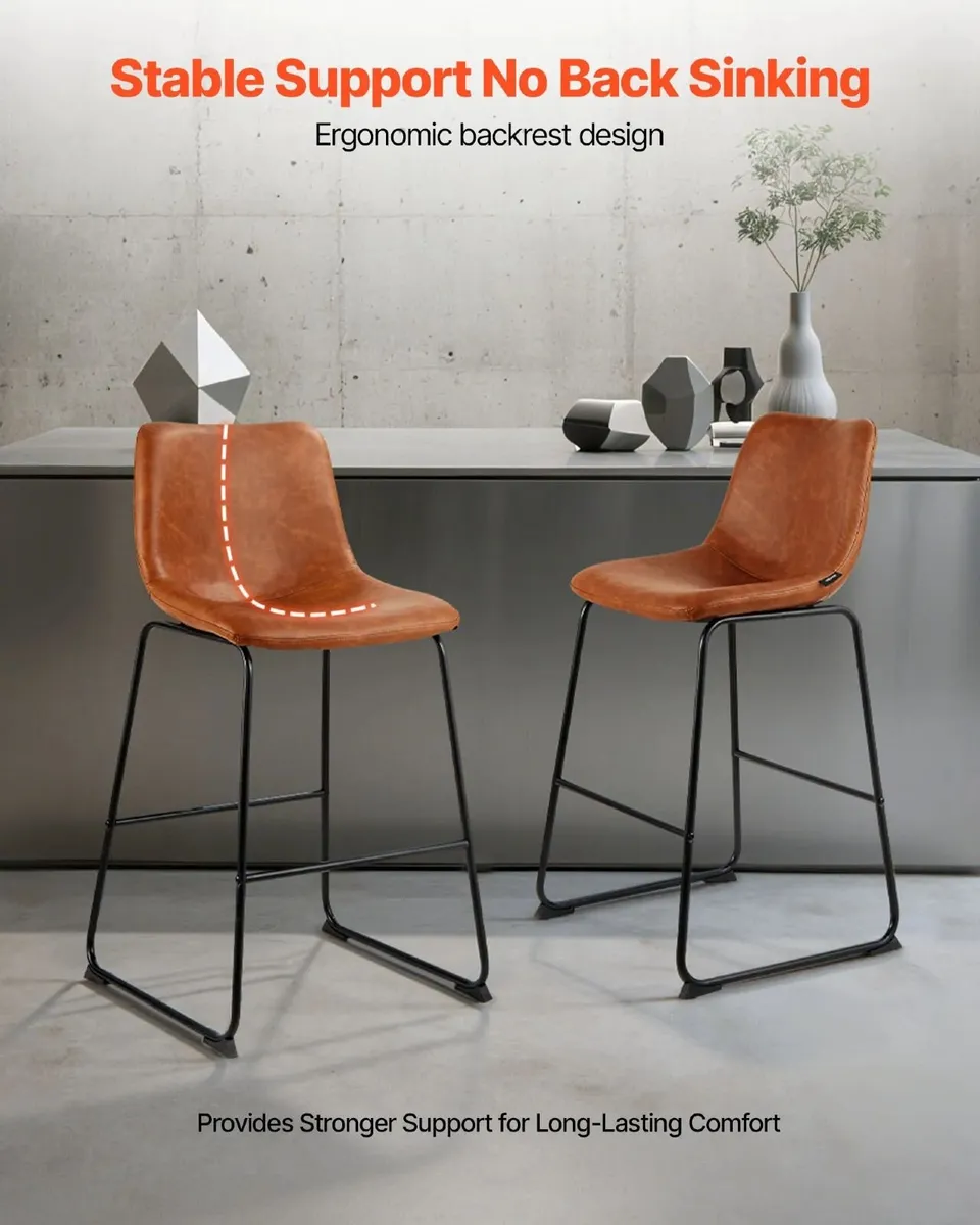 Set of 4 PU Leather Counter Barstool with Backrest - Image 4
