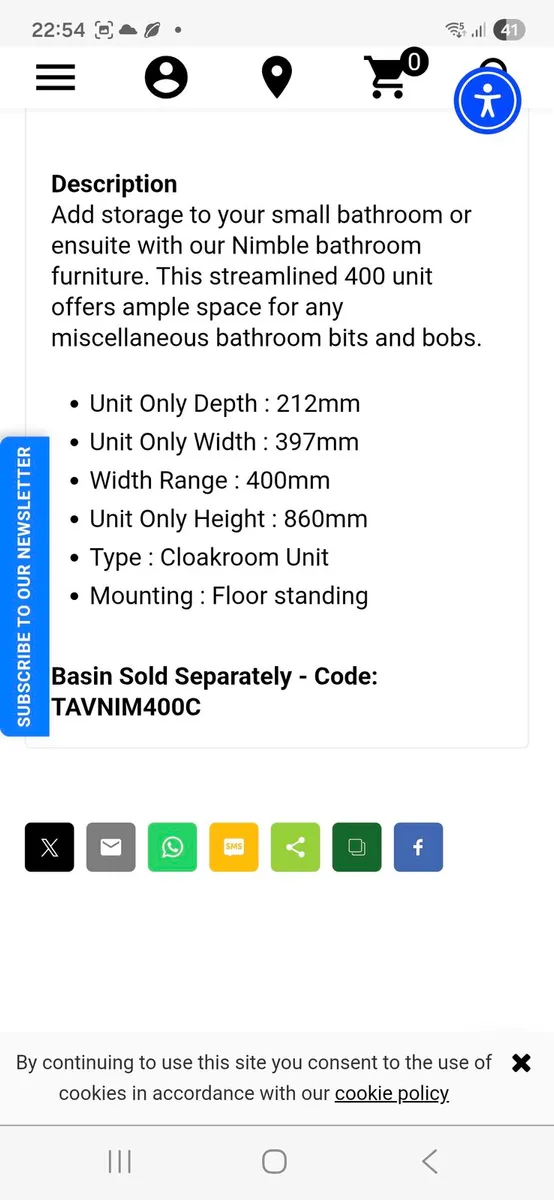 Nimble 400 vanity unit and basin - Image 3