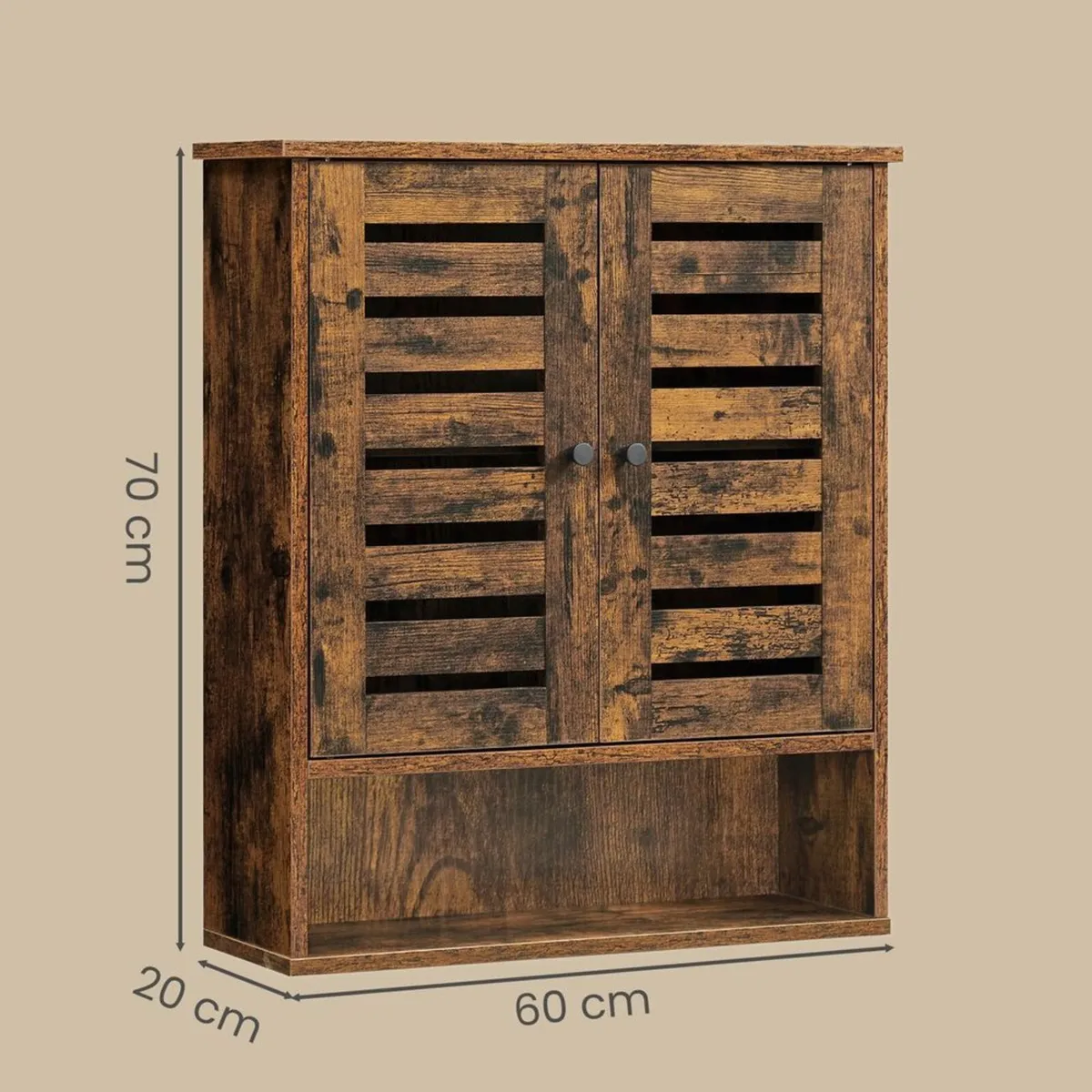 Rustic Wall-Mounted Bathroom Cabinet Vintage Woode - Image 3