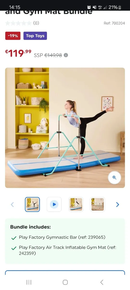 Gymnastics bar and mat BNIB