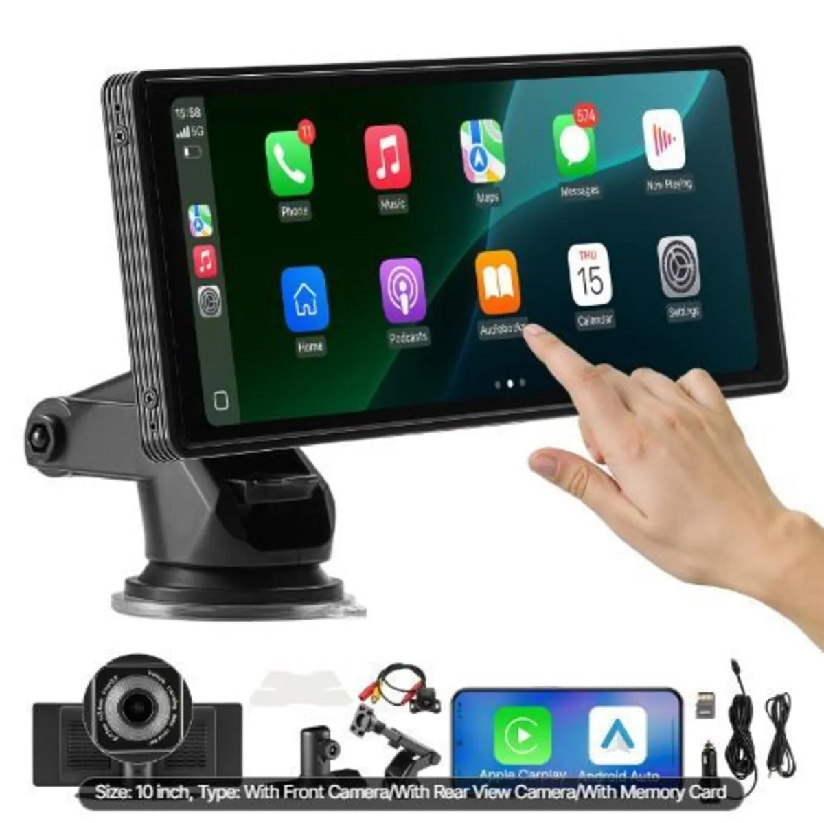 Wireless Car Stereo, 254 mm HD Portable - Image 3