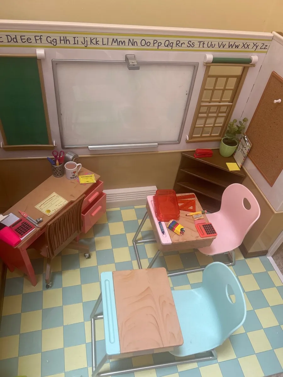 Our Generation schoolhouse and 2 school uniforms - Image 3