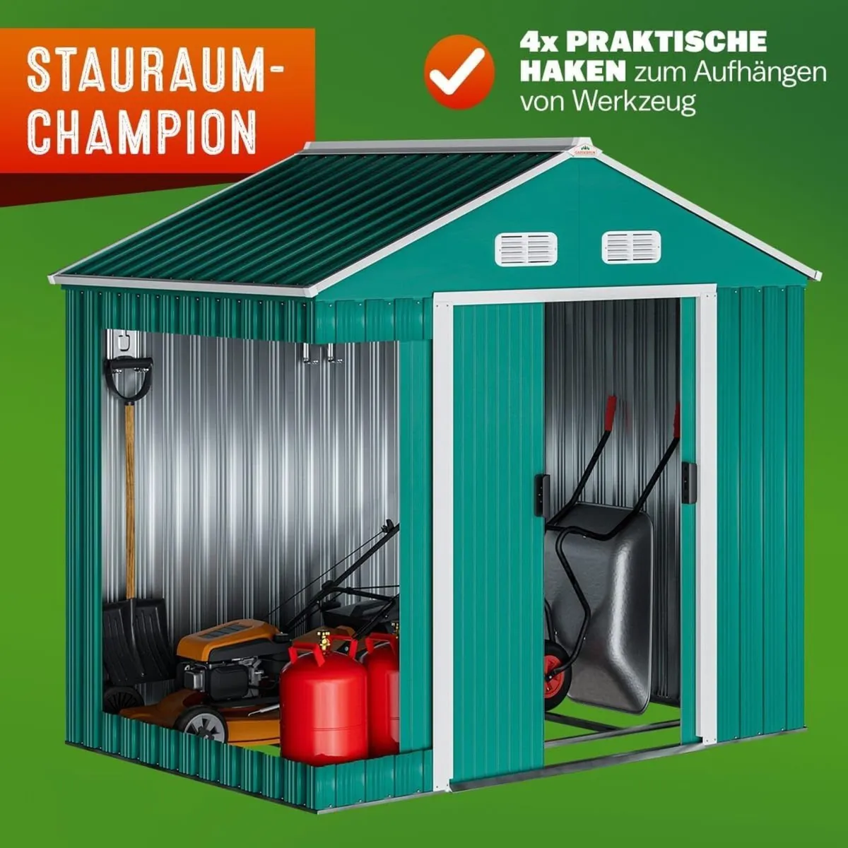 7ft x 4ft Metal Garden Shed with Foundation Frame - Image 2
