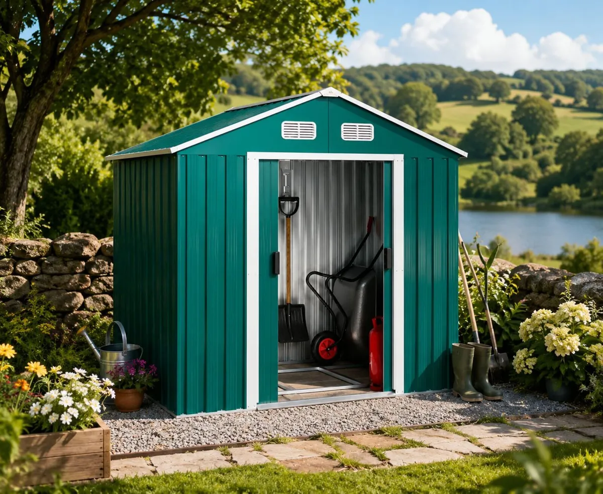 7ft x 4ft Metal Garden Shed with Foundation Frame - Image 4