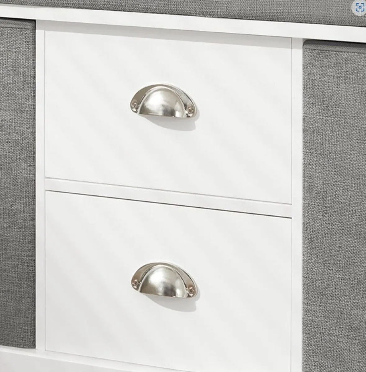White Shoe Storage Bench with Cushion and Drawers - Image 4