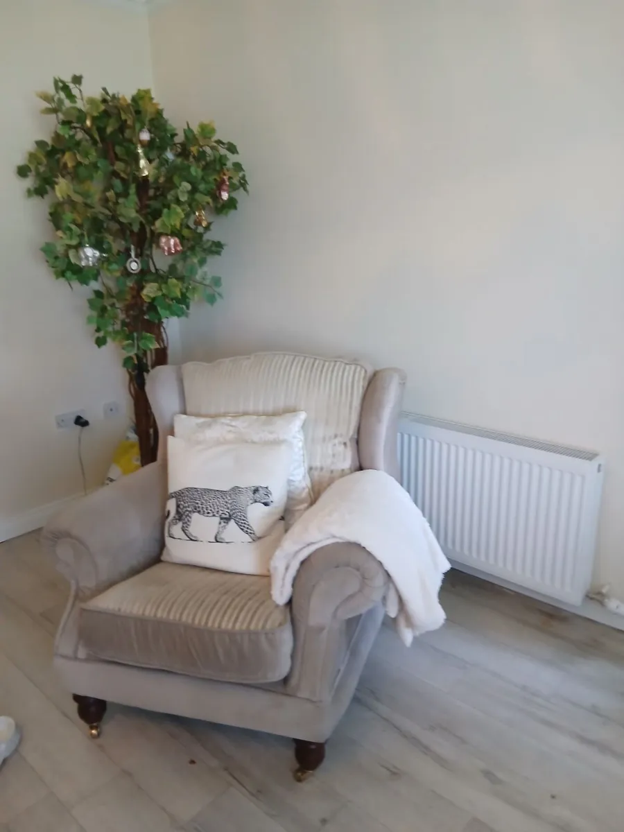 Beautiful cream /beige  velvet stripped sofa set - Image 1
