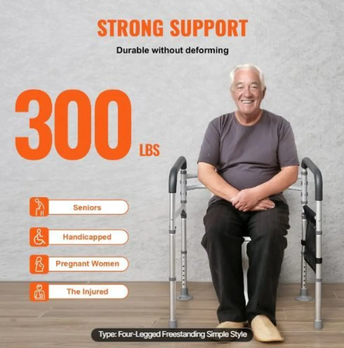 Toilet Safety Rail, 300 LBS Foldable - Image 2