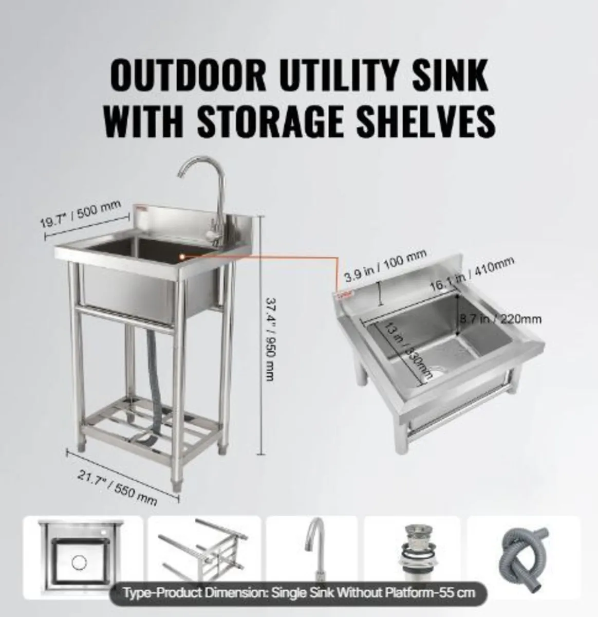 Stainless Steel Utility Sink - Image 3