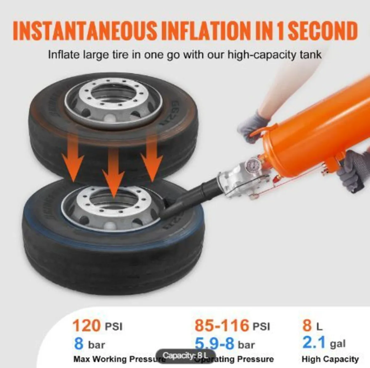 Tire Seater, 2.1 Gal/8 L Air Tire Blaster - Image 4