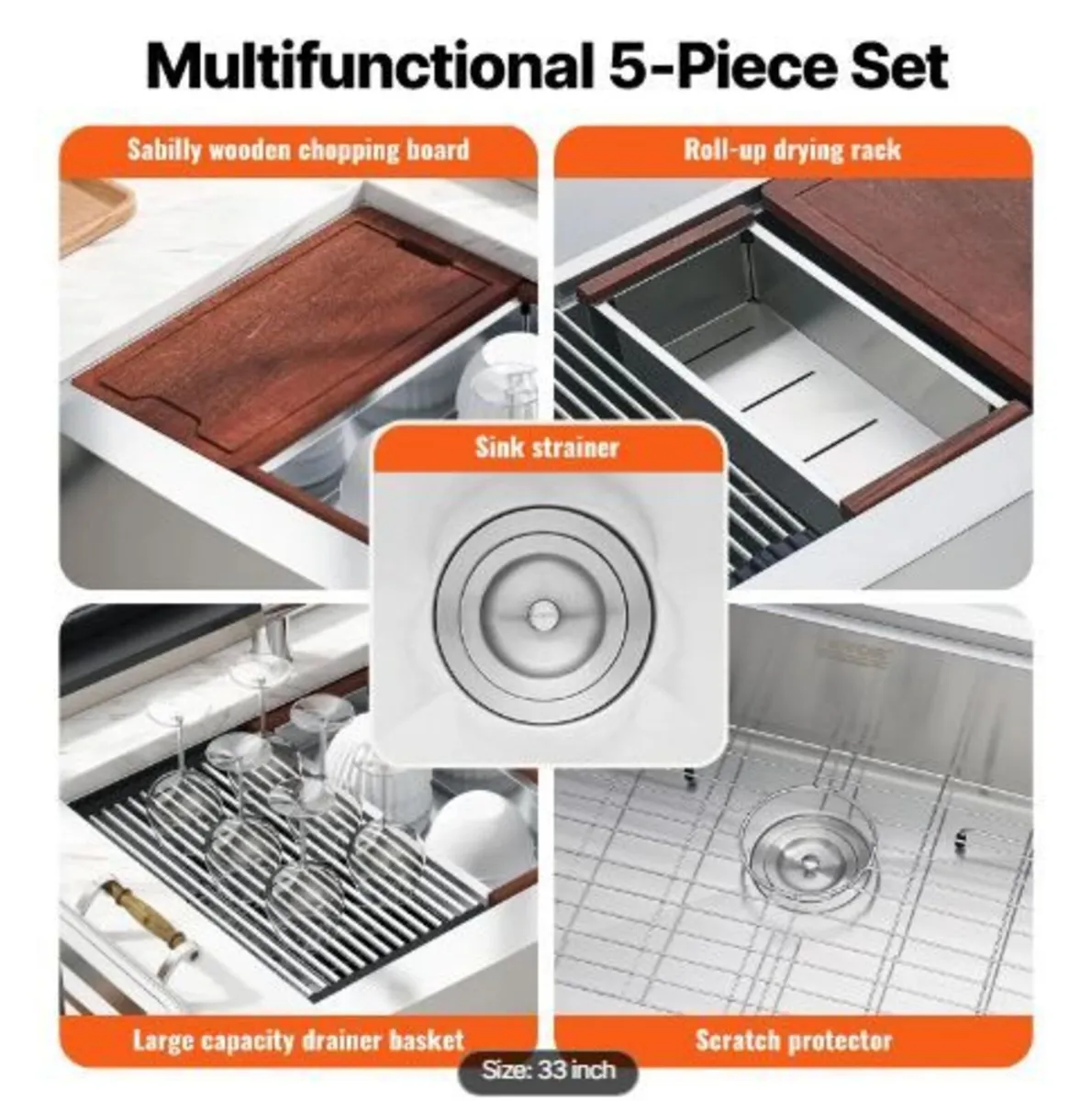 Farmhouse Kitchen Sink, 304 Stainless - Image 3