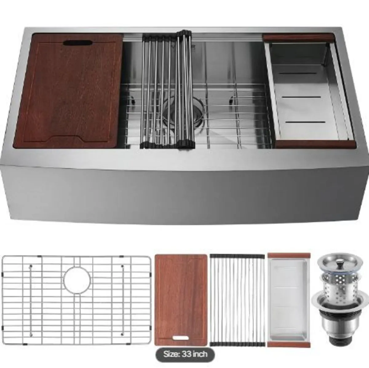 Farmhouse Kitchen Sink, 304 Stainless - Image 4