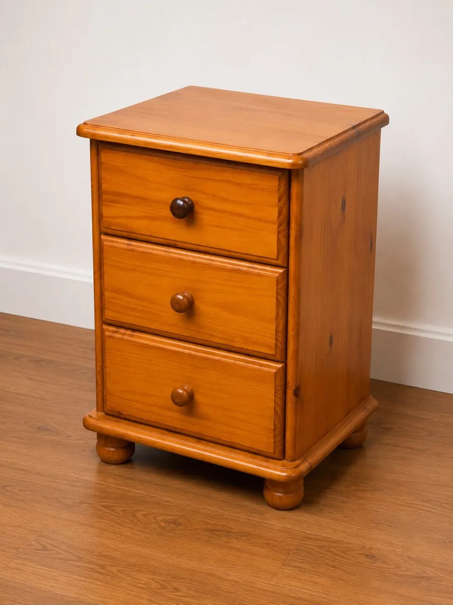 Solid Pine 3 Drawer Bedside Locker - Image 2