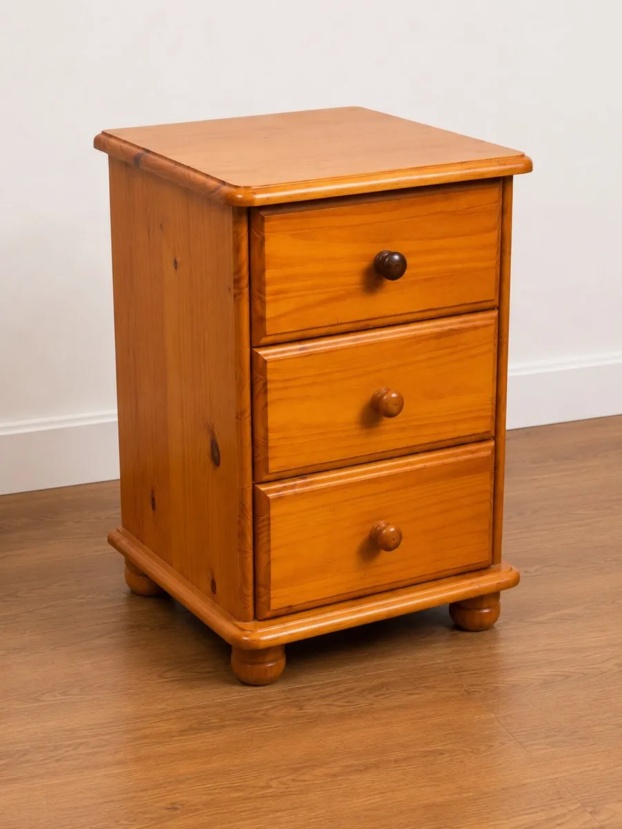 Solid Pine 3 Drawer Bedside Locker - Image 1